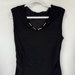 White House Black Market Black Tank Top with Gold Accents